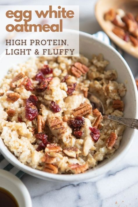 Protein Oatmeal With Egg Whites, High Protein Oatmeal, Egg White Oatmeal, Anabolic Recipes, Egg White Breakfast, Oatmeal And Eggs, Oat Breakfast, Egg White Recipes, Macro Recipes