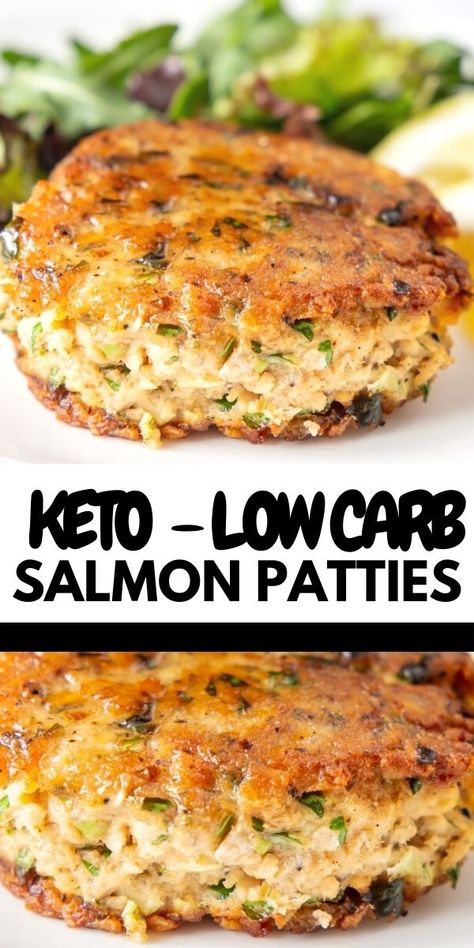 Easy low carb Salmon patties, made with canned salmon a quick healthy lunch or dinner recipe! gluten free and clean eating. Low Carb Salmon Dinner Recipes, Low Carb Salmon Cakes, Simple No Carb Meals, Salmon Recipes Baked Healthy Low Carb, Optavia Salmon Recipe, Keto Shrimp Recipes Low Carb Easy, Can Salmon Recipes Easy Healthy, Salmon Muffin Recipe, Low Calorie Salmon Patties