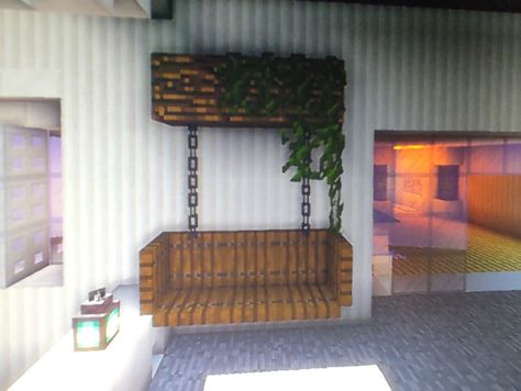 Minecraft Rooms Idea, Dresser In Minecraft, Minecraft Couches Ideas, Minecraft Swings Ideas, Minecraft Small Workstation, Hanging Chair Minecraft, Garden Idea Minecraft, Patio Furniture Minecraft, Porch Swing Minecraft