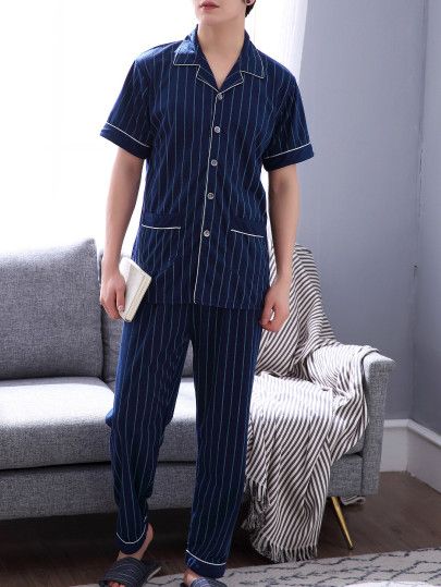 Korean Pajamas Men, Pajama Set For Men, Pajamas Aesthetic Boy, Rh Photoshoot, Night Dress For Men, Pambahay Outfits, Boys Night Dress, Night Dress For Man, Male Pajamas