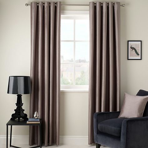 Curtains Duck Egg Curtains, Faux Silk Curtains, Log Cabin Furniture, Log Home Interiors, Brown Curtains, Rustic Wood Furniture, Silk Curtains, Eyelet Curtains, Western Furniture