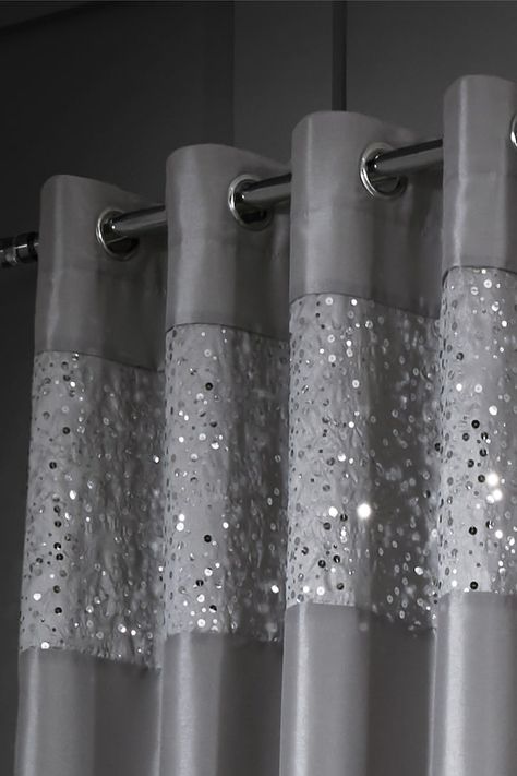 Grey Glitzy Sequin Eyelet Lined Curtains Glam Dining Room, Catherine Lansfield, Luxury Curtains, Eyelet Curtains, Grey Curtains, Lined Curtains, Curtain Poles, Shower Curtain Hooks, Dining Room Inspiration