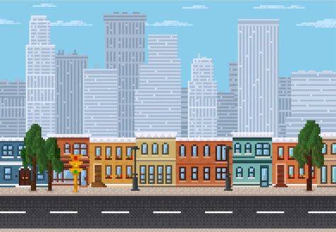 Game Landscape, 8 Bit Pixel Art, Pixel City, Street Background, Pixel Art Landscape, Landscape Vector, 3d Pixel, 8 Bit Art, Pixel Art Background