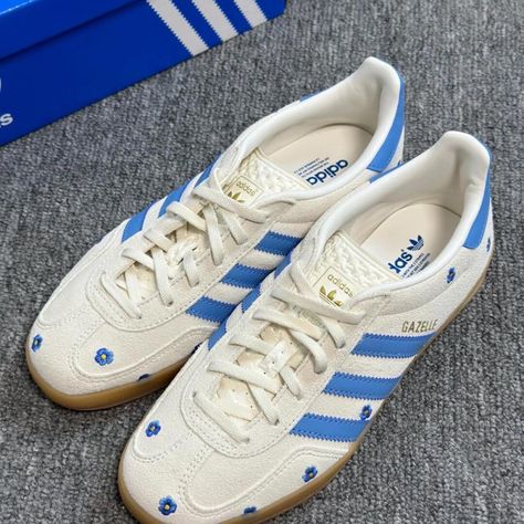 Adidas originals GAZELLE INDOOR "Floral/Beige/Light... - Depop Light Blue Adidas, Adidas Wales Bonner, Samba Outfit, Adidas Originals Gazelle, Wales Bonner, Beige Light, Hype Shoes, Adidas Gazelle, Blue Adidas