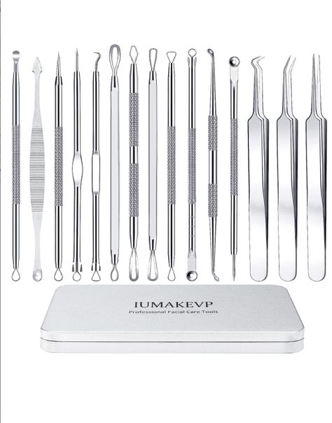 💧Premium surgical-grade stainless steel. 💧Anti-slip handles for precision. 💧Portable metal box for storage. 💧90-day refund guarantee. 💧3-year warranty. Pimple Remover Tool, Pimple Popper Tool, Pimple Extractor, Flawless Skin Care, Pimples Under The Skin, Blackhead Remover Tool, Face Tools, Blackhead Vacuum, Blackhead Removal