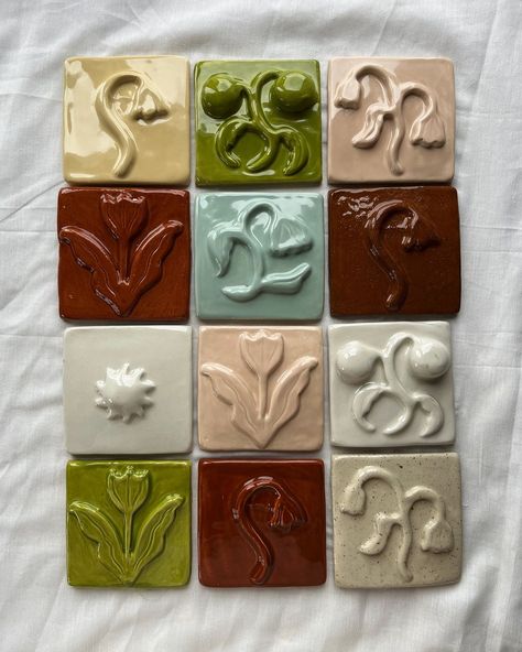 🍭🍬🍡 | handmade tiles, stoneware 2024 | Instagram Ceramic Tile Art, Advanced Ceramics, Scandinavian Ceramic, Clay Tiles, Pottery Crafts, Ceramics Pottery Art, Clay Art Projects, Handmade Tiles, Painting Tile