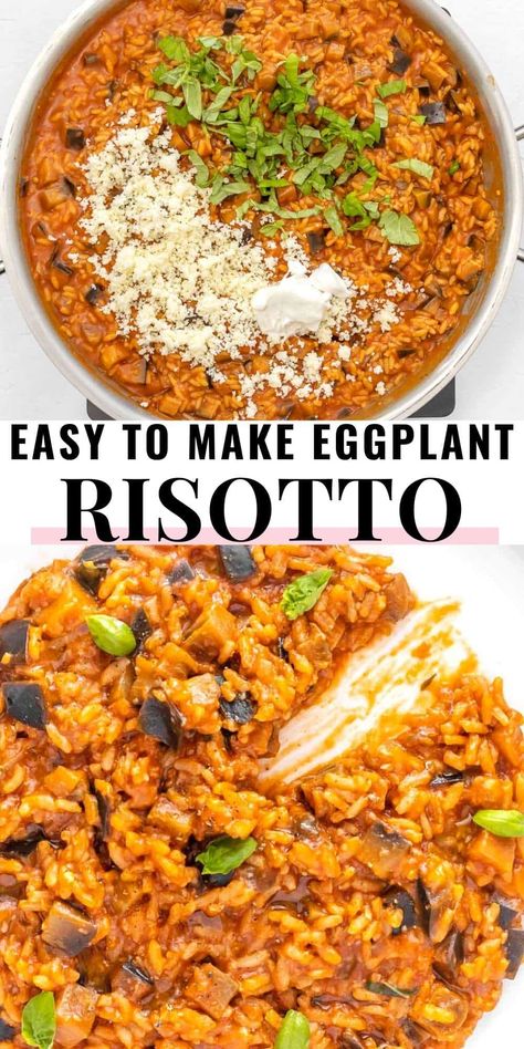 Eggplant Risotto Recipe, Eggplant Over Rice, Eggplant Fried Rice, Eggplant Rice Recipes, Egg Plant Dinner, Eggplant And Rice, Eggplant Tomato Sauce, Eggplant And Rice Recipes, Eggplant Meal Prep