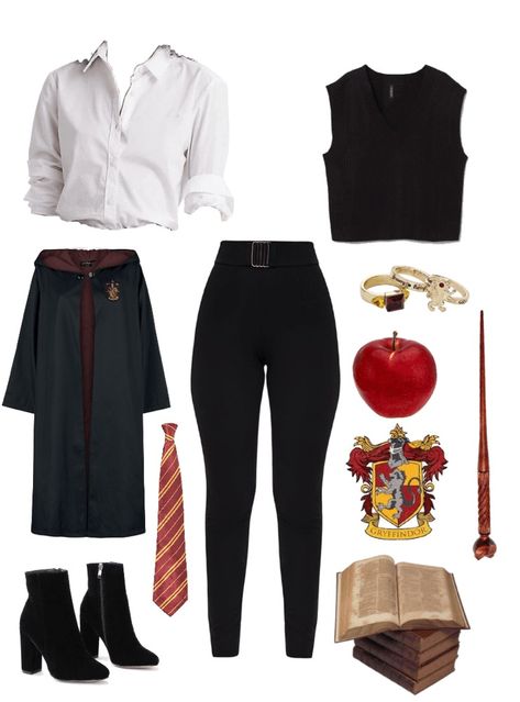 Hogwarts Uniform Gryffindor Female, Harry Potter Pants, Grifindor Outfit, Hogwarts Outfits Gryffindor, Gryffindor Aesthetic Outfit, Gryffindor Inspired Outfits, Gryffindor Outfit Aesthetic, Hp Outfit, Harry Potter Japan