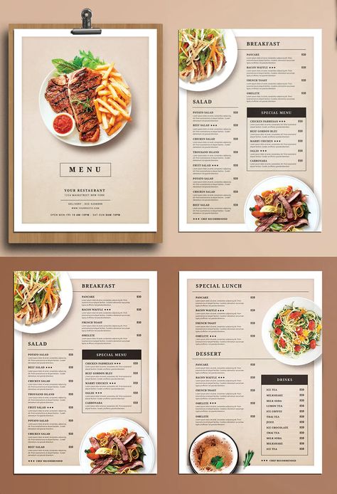 Breakfast Menu Design, Menu Design Layout, Menu Design Inspiration, Cafe Menu Design, Menu Card Design, Menue Design, Menu Layout, Food Menu Template, Menu Design Template