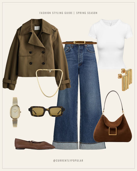 Trench Coat Outfit Spring, Trench Outfit, Cropped Trench Coat, Trench Coat Outfit, Jean Jacket Outfits, Digital Closet, Spring Look, Next Clothes, Nyc Fashion