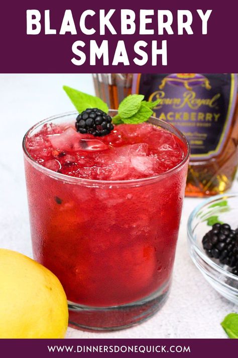 Hey folks, looking for a tasty summer sipper? Dive into my Blackberry Smash recipe featuring Crown Royal Blackberry Whiskey! Whip up this refreshing drink in minutes and enjoy the burst of juicy berries with every sip. Perfect for sunny days or laid-back evenings with friends. Ready to shake things up? Pin it now! 🍹 Blackberry Crown Royal Recipes, Crown Royal Drinks, Whiskey Drinks, Whiskey Cocktails, Blackberry Cocktail Crown Royal Blackberry Sangria, Blackberry Crown Royal, Blackberry Crown Drinks, Blackberry Crown Royal Recipes, Blackberry Smash Cocktail, Blackberry Drink, Crown Royal Recipes, Blackberry Smash, Blackberry Whiskey