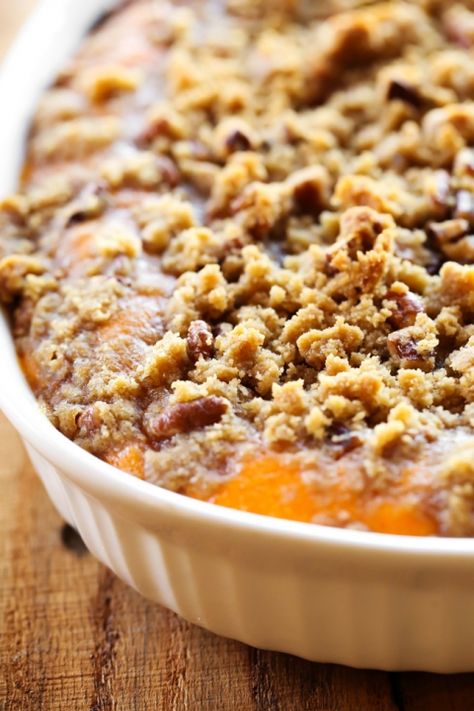 This Sweet Potato Casserole is my absolute FAVORITE side dish at Thanksgiving or anytime really! It is perfectly sweet with a delicious crumb topping! It is always the first thing to disappear wherever I bring it! Best Sweet Potato Casserole, Cubed Sweet Potatoes, Sweet Potato Recipes Casserole, Butter Pecan, Mashed Sweet Potatoes, Sweet Potato Casserole, Thanksgiving Side Dishes, Potato Casserole, Sweet Potato Recipes