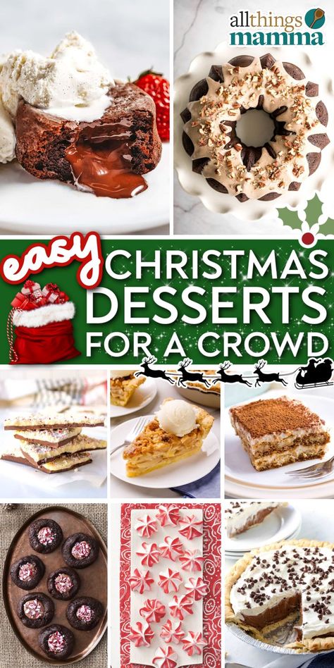 30+ Christmas Dessert Recipes for a Crowd collage graphic Easy Festive Desserts, Christmas Sweets Easy, Dessert Recipes For A Crowd, Holiday Dessert Recipes Easy, Christmas Desserts Party, Recipes For A Crowd, Christmas Dessert Recipes, Easy Christmas Candy Recipes, Easy Holiday Desserts