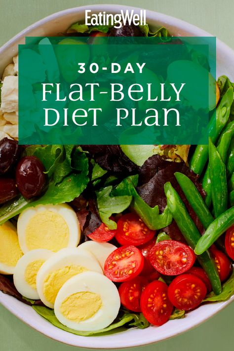 In addition to those research-backed flat-belly foods, this plan includes plenty of fiber and probiotic foods, like kefir and yogurt, that nourish your gut and help the good bacteria thrive. #weightloss #dietrecipes #weightlossrecipes #weightlossideas #diet #dietinspiration #healthyrecipes Flat Belly Foods, Belly Diet Plan, Fedtforbrændende Mad, 1200 Calorie Diet Meal Plans, Abdomen Plat, 30 Day Diet, Flat Belly Diet Plan, Lunch Healthy, 100 Calorie