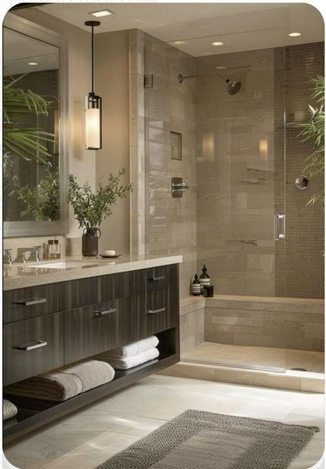 Dream Modern Bathroom, Neutral Houses Interior, Organic Modern Townhouse, Organic Modern Cottage Decor, Modern Mountain Bathroom Design, Earthy Tones House Interior, Bathroom With Natural Light, Earthy Boho Bathroom Ideas, Organic Modern Bathroom Ideas