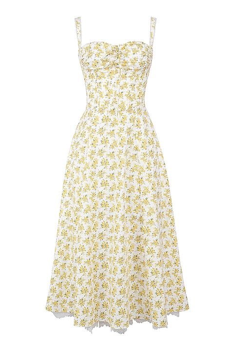 House of CB | Womenswear designed in London. White And Yellow Dress, Sundress Midi, White Sundress, Floral Slip Dress, Yellow Midi Dress, Sling Dress, Suspender Dress, Classic Dress, Spring 2024