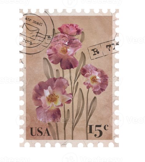 Flowers For Scrapbooking, Vintage Stamps Postage, Aesthetic Screen, Creative Notes, Watermark Ideas, Aesthetic Journaling, Roses Aesthetic, Vintage Scrapbooking, Retro Printables