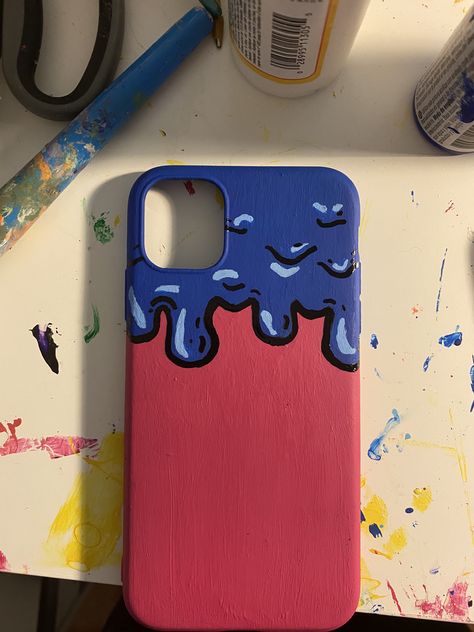 Painted my phone case Paint Cover Phone, What To Draw On Phone Cases, Phone Backcover Paintings, Posca Marker Phone Case, What To Draw On Your Phone Case, Paintings On Phone Cases, Diy Paint Phone Case, Painting Ideas For Phone Cover, Phone Covers Drawing