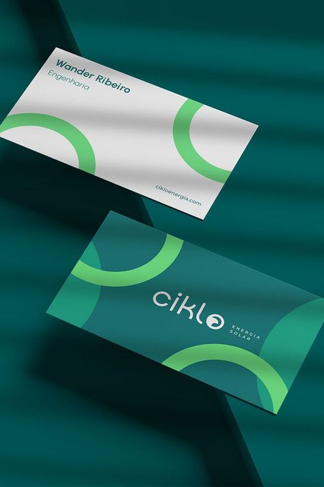 A fresh business card designed by Kaiko Oliveira for Ciko, a company that aims to bring clean, sustainable and accessible solar energy to all businesses. #businesscards #branding #identity #graphicdesign #brandinspiration #branddesign #namecards #typography #wordmark #businesscard #businesscarddesign #patterns Business Card Gallery, Business Card Design Black, Company Business Cards, Logo Youtube, Logo Instagram, Business Cards Layout, Modern Business Cards Design, Professional Business Card Design, Business Card Design Inspiration