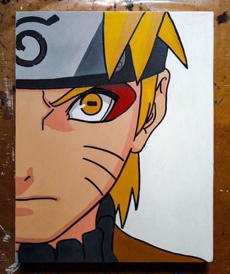 Anime Easy Canvas Painting, Naruto Drawings Ideas, Naruto Abstract Art, Naruto Mini Canvas Painting, Small Anime Canvas Art, Anime Small Canvas Painting, Simple Anime Painting On Canvas, Naruto Easy Painting, Painting Anime Easy