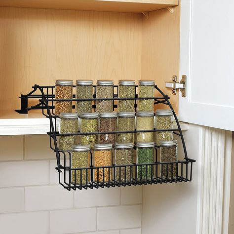 10 Smart Ways to Organize and Store Your Spices Pull Down Spice Rack, Spice Rack Storage, Cabinet Spice Rack, Metal Storage Shelves, Kitchen Ikea, Spice Rack Organiser, Kitchen Organization Diy, Diy Kitchen Storage, Spice Storage