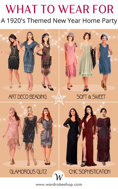 What To Wear For A 1920's Themed Home Party - WardrobeShop 1920s Themed Party Outfit, Gatsby Themed Party Outfit, 20s Theme Party Outfit, Gatsby Party Outfit Women 1920s Style, 1920s Party Outfit, Gatsby Party Outfit Women, 20s Party Outfit, 1920s Party Dress, Great Gatsby Outfit