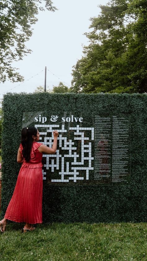 When I saw this at Izzy & Sid’s wedding I HAD to share. The couple came up with a crossword puzzle called “Sip & Solve” for their guests… | Instagram Wedding Inspo Unique, Wedding Cocktail Hour Activities, Event Activities Ideas, Cheap Reception Ideas, Unique Wedding Activities, Wedding Activity Ideas, Cocktail Hour Games, Unique Reception Ideas, Unique Wedding Ideas Diy