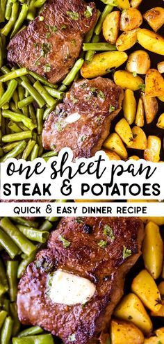 Sheet Pan Steak And Potatoes, Potato Sheet Pan, Sheet Pan Steak, فاصوليا خضراء, Sirloin Recipes, Sirloin Steak Recipes, Steak Dinner Recipes, Steak And Potatoes, Hamburger Stew