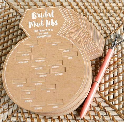 Bridal Shower Game Cards Ring Shaped Mad Libs Wedding Vows | Etsy Small Bridal Shower Ideas Decor, Bridal Party Games, Fun Bridal Shower Games, Bridal Shower Activities, Bridal Games, Mad Libs, Unique Bridal Shower, Wedding Shower Games, Engagement Celebration