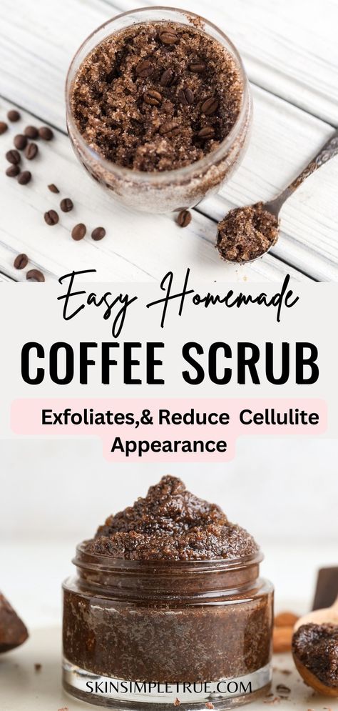 DIY Homemade Coffee Body Scrub Recipe Sugar Scrub Diy Easy, Coffee Body Scrub Recipe, Coconut Sugar Scrub Recipe, Coffee Body Scrub Diy, Homemade Exfoliating Scrub, Sugar Body Scrub Diy, Coffee Scrub Recipe, Body Scrub Homemade Recipes, Homemade Coffee Scrub