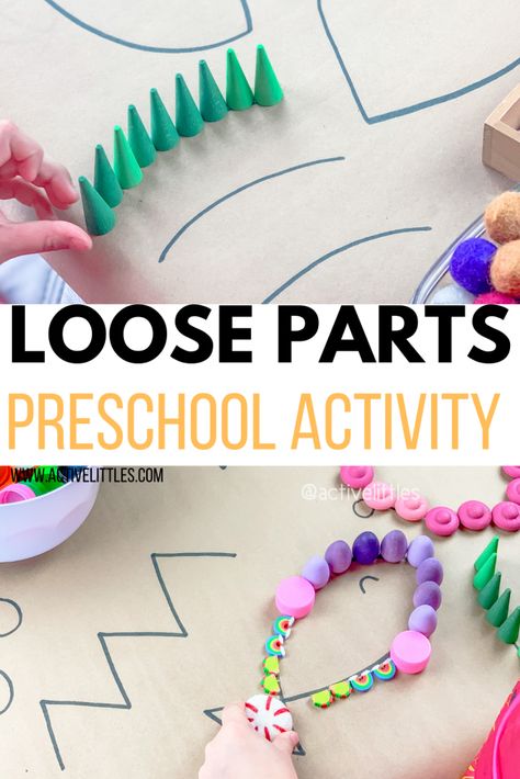 Loose Parts Preschool Activity - Active Littles Loose Parts Table Activities, Intentional Teaching Preschool, Loose Parts For Preschoolers, Morning Provocations Preschool, Loose Materials Preschool, Loose Part Activities For Kindergarten, Loose Parts Preschool Reggio Emilia, Lose Parts Preschool, Loose Parts Activities For Toddlers