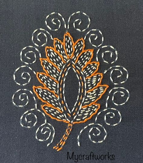 Hand embroidery,Free embroidery design,Running stitch,Whipped Running stitch,Free hand embroidery design,Hand embroidery motif, simple embroidery desi Running Stitch Embroidery Patterns, Running Stiches Embroidery Patterns, Katha Stitch Kurti Design, Run Stitch Embroidery Design, Kasida Work Embroidery, Whipped Running Stitch Design, Running Stitch Motifs, Kantha Embroidery Designs Pattern, Emrodary Work Design