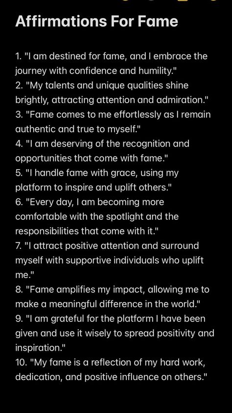 Money Affirmations Pinterest Board Affirmations, Manifest A Celebrity, Becoming Famous Aesthetic, How To Manifest Fame, Fame Affirmations Law Of Attraction, Popularity Manifestation, Tiktok Fame Affirmations, I Am A Celebrity Affirmation, Tiktok Famous Aesthetic Vision Board