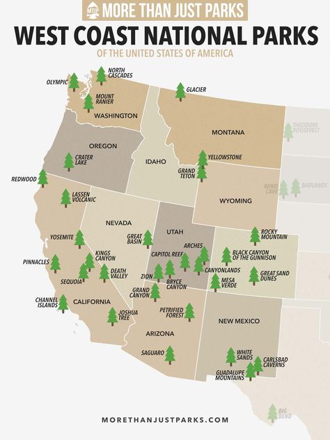 Oregon National Parks Map, West Coast National Parks, West National Parks Road Trip, Western Us National Park Road Trip, United States National Parks, West Coast National Park Road Trip, National Parks Road Trip Map, National Parks Aesthetic, Utah National Parks Map