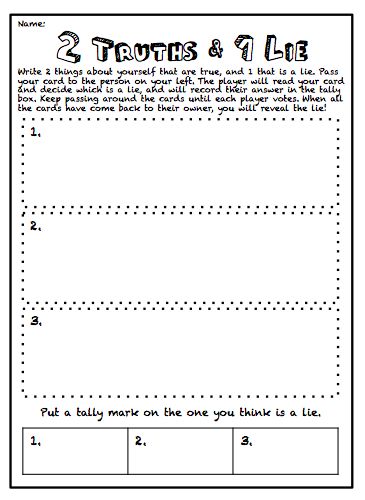 2 truths and a lie is a great ice breaker game to play as you are getting to know your new students, and as they get to know one another. It gives you the opportunity to learn fun, quirky facts about them that you may not otherwise know! Download these game cards and away you go! This file is editable to suit your needs. Ice Breaker Worksheets, Ice Breaker Games College Students, 2 Truths And A Lie Ideas Ice Breakers, Ice Breaker Games For Students, 2 Truths And A Lie Ideas Game, 2 Truths And A Lie Ideas, Ice Breaker For Teens, 2 Truths And 1 Lie, Ice Breaker Games For Kids