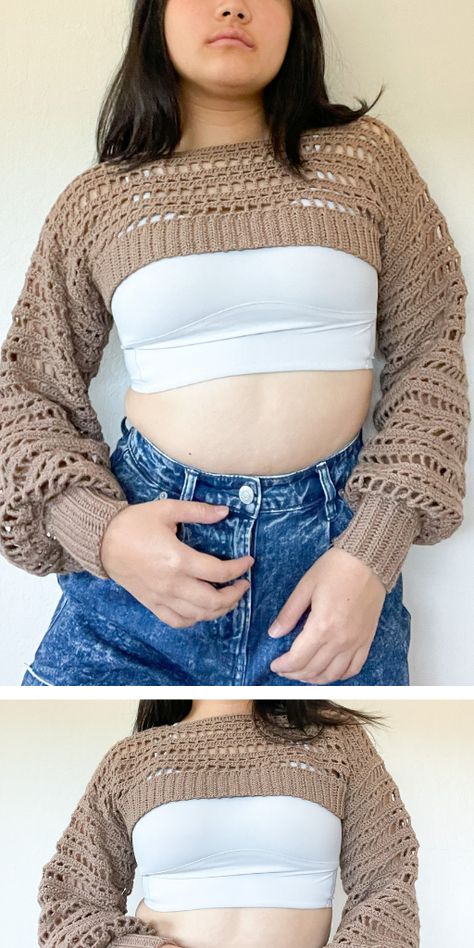 Bolero Haken, Easy Crochet Shrug, Crochet Shirt Pattern, Crochet Shrug Pattern Free, Crochet Arm Warmers, Crochet Bolero Pattern, Bolero Pattern, Crochet Shrug Pattern, Shrug Pattern