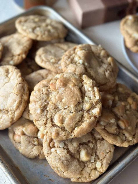 Sourdough White Chocolate Macadamia Nut Cookies - Foragers of Happiness Sourdough White Chocolate Macadamia Nut Cookies, Sourdough White Chocolate Macadamia, White Chocolate Chip Macadamia Cookies, Craisin White Chocolate Cookies, Cookies Sourdough, Sourdough Cookies, White Chocolate Macadamia Cookies, Chocolate Macadamia Nut Cookies, Sourdough Breads