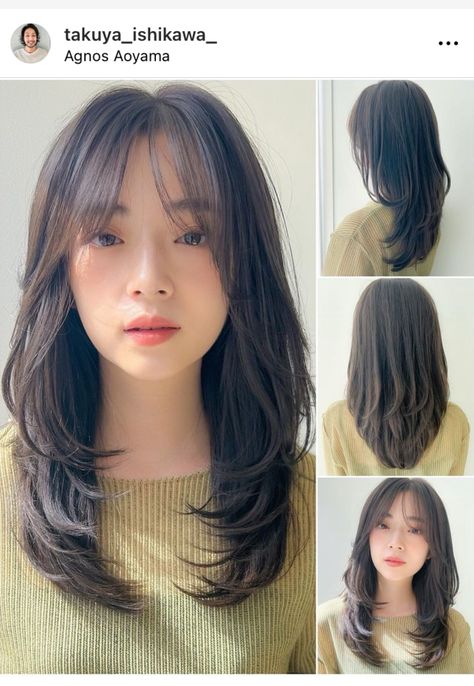 Hair Cut For Ovel Face Shape Girl, Hair Cut For Circle Shape Face Girl, Haircuts For Small Round Face, Japanese Round Face Haircut, Hair Styles Bangs Round Face, Layered Haircuts For Heart Shaped Face, Haircut For Small Round Face, Korean Hairstyle Medium Round Faces, Hair Cuts For Small Face Shape