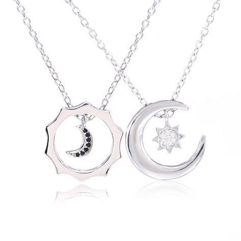 PRICES MAY VARY. Material: this necklace is made of high quality brass, good luster, not easy to lose color fading, comfortable to wear Size: The length of the sun and moon pendant necklace is about 16.14inch(41cm),the length of the pendant is about 0.39 inch(1cm), the width is about 0.22 inch(0.55cm）; The length of the star and moon pendant necklace is about The length of the star and moon pendant necklace is about 18.11inch(46cm),the length of the pendant is about 0.39 inch(1cm), the width is Matching Sun And Moon Jewelry, Sun And Moon Matching, Friendship Couple, Matching Necklaces For Couples, 2 Best Friends, Sun And Moon Necklace, Best Friend Necklace, Couple Necklace, Best Friend Necklaces