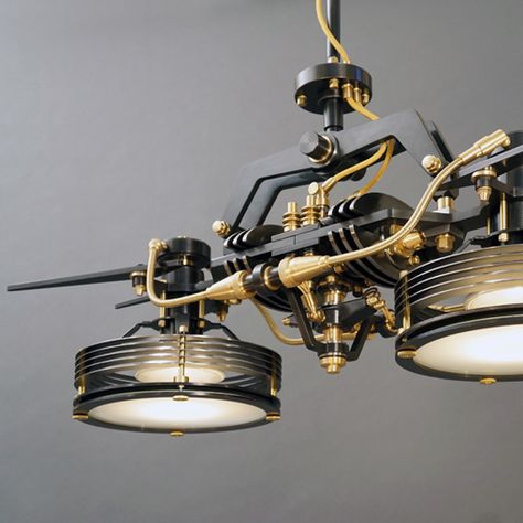 Industrial Lobby Design, Steampunk Light Fixtures, Industrial Lamp Design, Lampe Steampunk, High Ceiling Lighting, Industrial Loft Design, Industrial Lights, Industrial Lighting Design, Steampunk Furniture