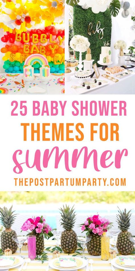 Throwing a summer baby shower? Get ideas with these bright and whimsical baby shower themes that scream fun in the sun this summer! Baby Shower Themes For Boys Summer, Summer Sprinkle Shower Ideas, Outside Baby Shower Ideas Summer, Uncommon Baby Shower Themes, Baby Shower Summer Ideas, Baby Shower Outdoor Ideas, June Baby Shower Ideas Girl, Summertime Baby Shower Themes, Summer Baby Shower Themes Girl