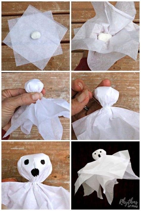 Halloween Ghost Craft, Diy Ghost Decoration, Diy Halloween Ghosts, Strašidelný Halloween, Dekoratívne Vence, Dekorasi Halloween, Bricolage Halloween, Ghost Crafts, Halloween Decorations For Kids