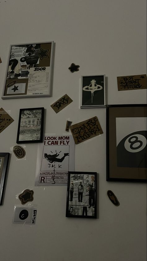 Wall idea Stussy Room Aesthetic, Stussy Room Decor, Stussy Aesthetic Wallpaper, Stussy Decor, Stussy Bedroom, Stussy Room, Stussy Sticker, Bape Poster, Stussy Poster