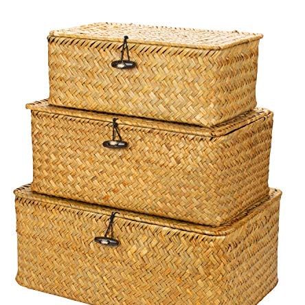 Wicker Basket With Lid, Baskets For Shelves, Seagrass Storage Baskets, Storage Baskets With Lids, Decorative Storage Baskets, Wicker Storage, Decorative Storage Boxes, Box Shelves, Storage Bins With Lids