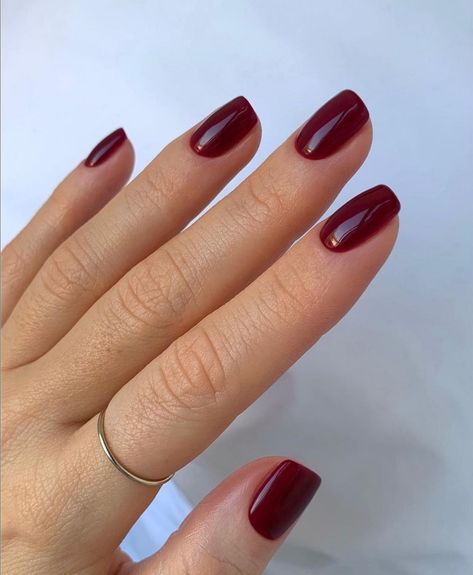 Rounded Gel Nails Short, Short Wine Nails, Wine Nails Short, Short Wine Red Nails, Short Red Nails Square, Purple Red Nails, Short Nail Gel, Rounded Square Nails, Biosculpture Gel Nails