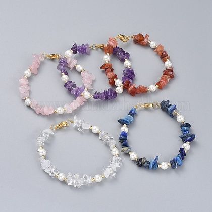 Beaded Bracelets With Shells, Natural Gemstone Bracelets, Bracelet Stone Beads, Bracelets Crystal Beads, Chip Stone Bracelet, Gemstone Bead Bracelet Ideas, Crystal Chip Bracelets, Beaded Bracelets Crystal, Natural Stone Beaded Bracelets