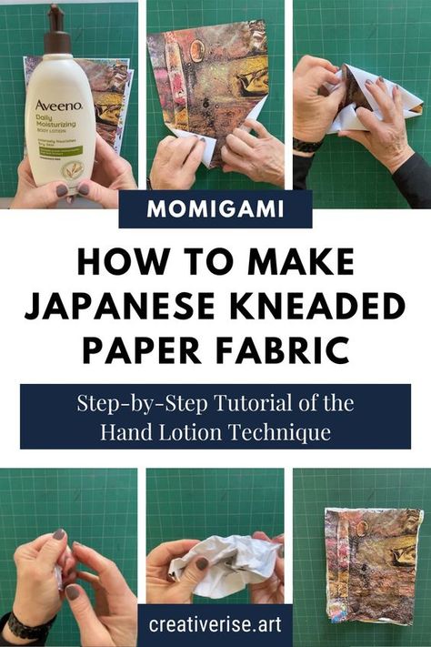 How to make Japanese Kneaded Momigami paper fabric. This short and quick tutorial is done with the hand lotion technique. Create fun and usable paper fabric for your next creative project. Paper Fabric How To Make, Printer Paper Origami, Paper Yarn Projects, Momigami Projects, Momigami Tutorial, Japanese Paper Crafts, Momigami Paper Art, Momigami Paper, Reuse Paper