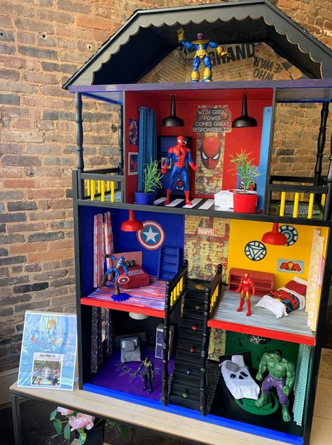 Superhero House, Doll House For Boys, Boys Playhouse, Diy Superhero, Marvel Room, Superhero Bedroom, Boys Bedroom Makeover, Superhero Room, Boy Diy