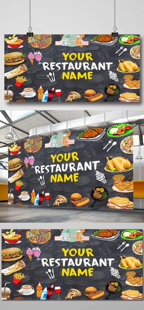 Exclusive Restaurant Signage Banner Design#pikbest# Banner Design For Restaurant, Restaurant Backdrop Ideas, Signage For Restaurant, Hotel Board Design, Banner Restaurant Design, Restaurant Painting Ideas, Food Signage Design, Restaurant Name Board Design, Restaurant Board Design