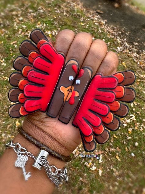 Thanks Giving Nails Acrylic Coffin, Cute Nails Acrylic Thanksgiving, Nail Inspo Fall Simple, Simple Thanks Giving Nails, Cute Fall Nail Ideas Almond, Short Simple Nails Fall, Preppy Thanksgiving Nails, Cute Thanks Giving Nails, Weird Nails Funny